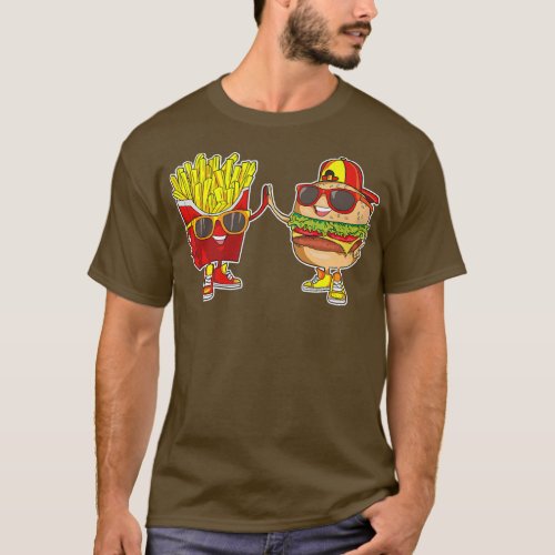 Burger and Fries Trendy Weird BFF Fast Food Who Lo T_Shirt