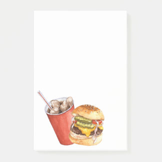 Burger and post-it notes