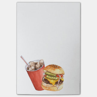Burger and post-it notes