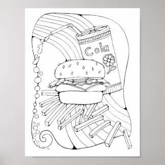 Burger Art Coloring Page Art Poster