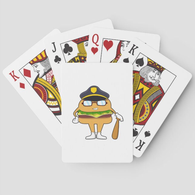 Burger as Police officer with Police hat Poker Cards (Back)