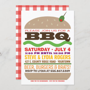 Burger Barbeque Summer BBQ Invitation