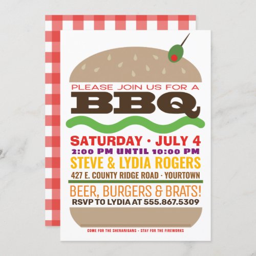 Burger Barbeque  Summer BBQ Invitation