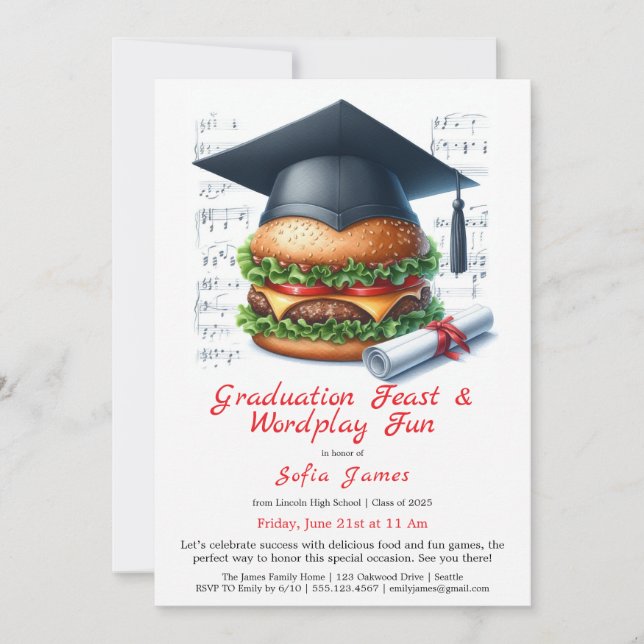 Burger Bash Graduation Celebration Invitation (Front)