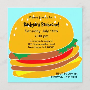 Burger Bbq Party Invitation by pixibition at Zazzle