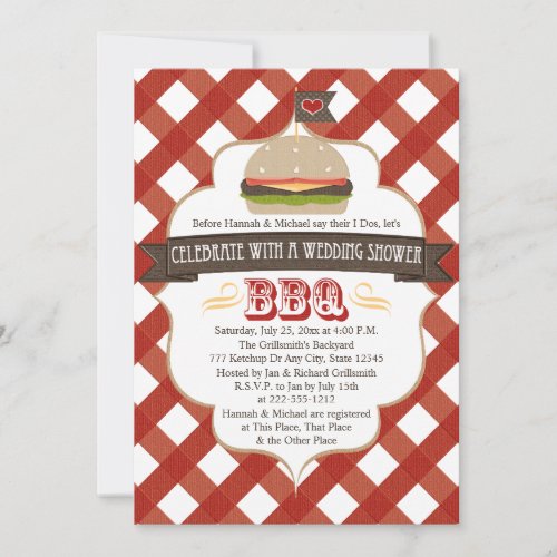 Burger BBQ Wedding Shower Invitations