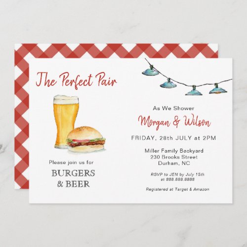 Burger  Beer Couples shower invitation