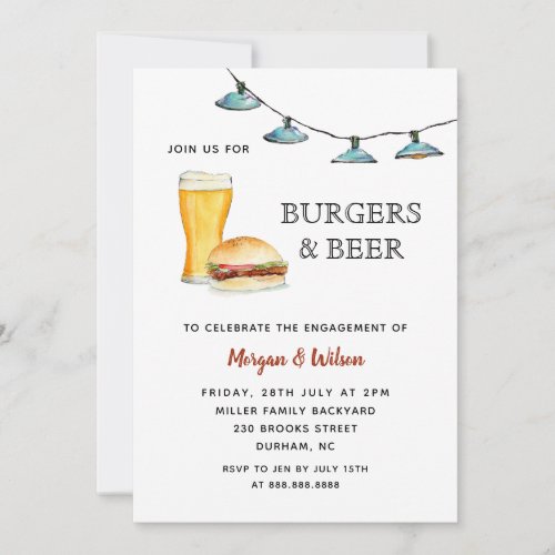 Burger  Beer Engagement party Announcement