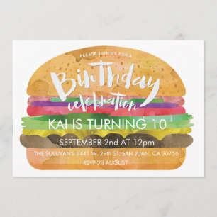 Burger Birthday Celebration Party Invitation
