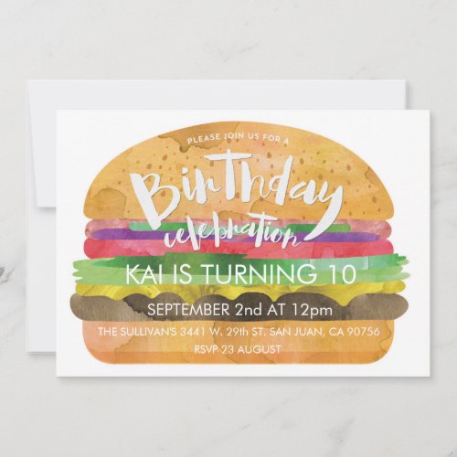 Burger Birthday Celebration Party Invitation