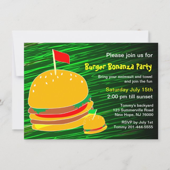 Burger Bonanza Party Invitation (Front)