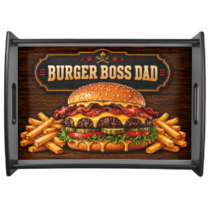 Burger Boss Dad, Backyard Burger & Fries BBQ Serving Tray