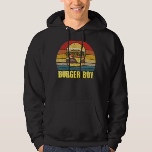 Burger Boy Cheeseburger  Hamburger Lover Retro Vin Hoodie