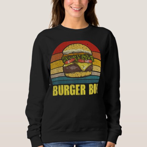 Burger Boy Cheeseburger  Hamburger Lover Retro Vin Sweatshirt