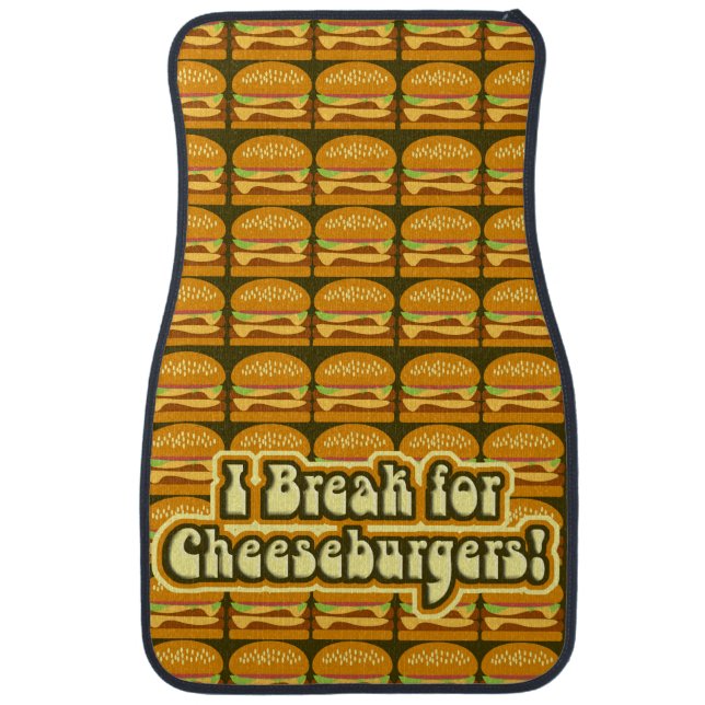 Burger Break Funny Cheeseburger Themed Motto Car Mat (Front)