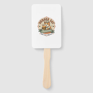 Burger Cat Mascot Cat Fast Food Mascot Cat Vintage Hand Fan