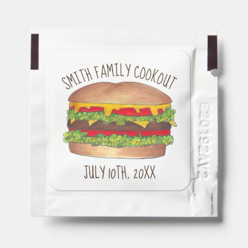 Burger Cheeseburger Reunion Picnic Cookout Party Hand Sanitizer Packet