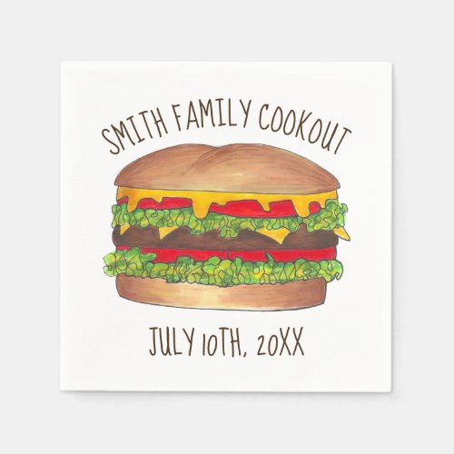 Burger Cheeseburger Reunion Picnic Cookout Party Napkins