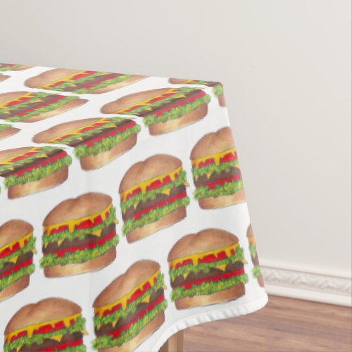 Burger Cheeseburger Reunion Picnic Cookout Party Tablecloth