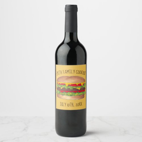 Burger Cheeseburger Reunion Picnic Cookout Party Wine Label