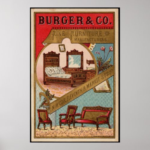 Burger  Co Furniture Manufacturer Vintage Ad Poster