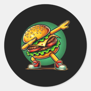 Burger Dabbing Dancing Funny Burger Hamburger Food Classic Round Sticker
