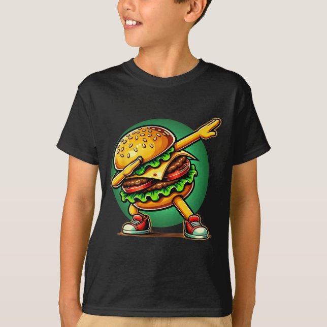 Burger Dabbing Dancing Funny Burger Hamburger Food T-Shirt (Front)