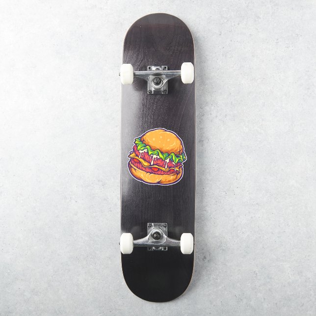 Burger Fast Food Cartoon Sticker (Skateboard)