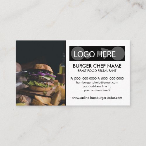 Burger Fast Food Photo Business Card