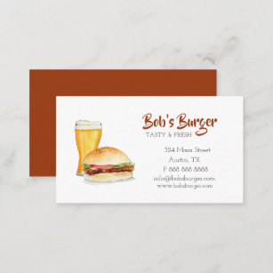 Burger/ fast food restaurant watercolor  business card