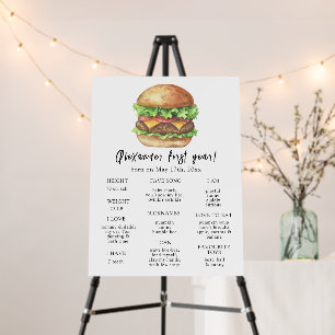 Burger First Birthday Milestone Birthday Foam Board