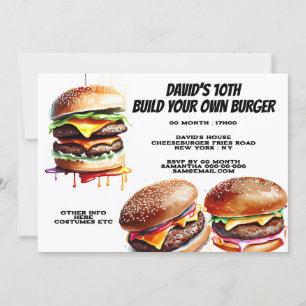 Burger fries build your own fast food party invitation