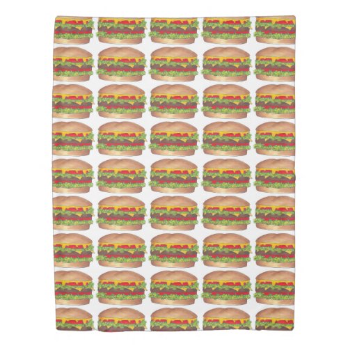 Burger Fries French Fry Hamburger Fast Food Duvet Cover