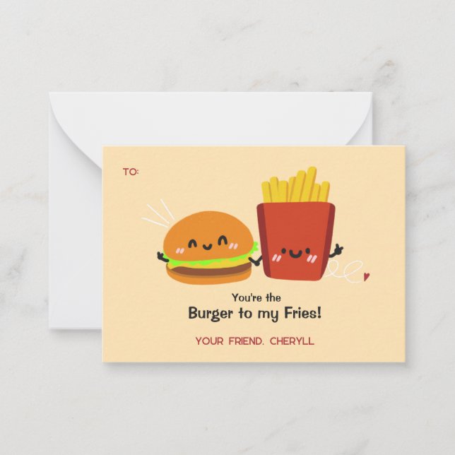 Burger & Fries Funny Valentines Day Card (Front)