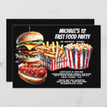 Burger fries hot dog carnival fast food junk party invitation