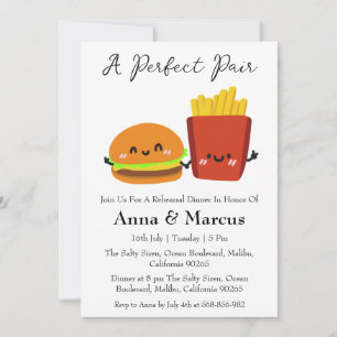 Burger & Fries perfect pair bridal dinner Invitation