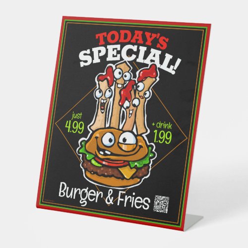Burger Fries Todays Special Deli Food Truck Diner Pedestal Sign
