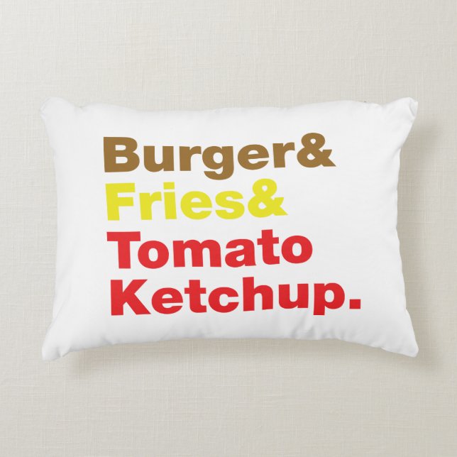 Burger & Fries & Tomato Ketchup. Accent Pillow (Front)