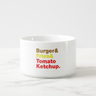 Burger & Fries & Tomato Ketchup. Bowl