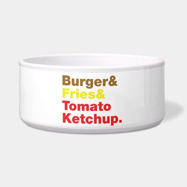 Burger & Fries & Tomato Ketchup. Bowl (Front)