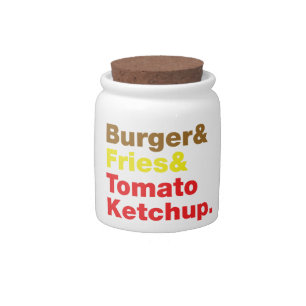 Burger & Fries & Tomato Ketchup. Candy Jar