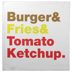 Burger & Fries & Tomato Ketchup. Cloth Napkin