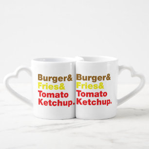 Burger & Fries & Tomato Ketchup. Coffee Mug Set