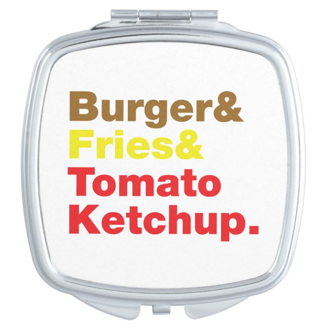 Burger & Fries & Tomato Ketchup. Compact Mirror (Front)
