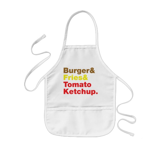 Burger & Fries & Tomato Ketchup. Kids' Apron (Front)