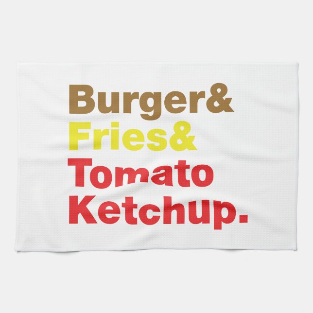 Burger & Fries & Tomato Ketchup. Kitchen Towel (Horizontal)