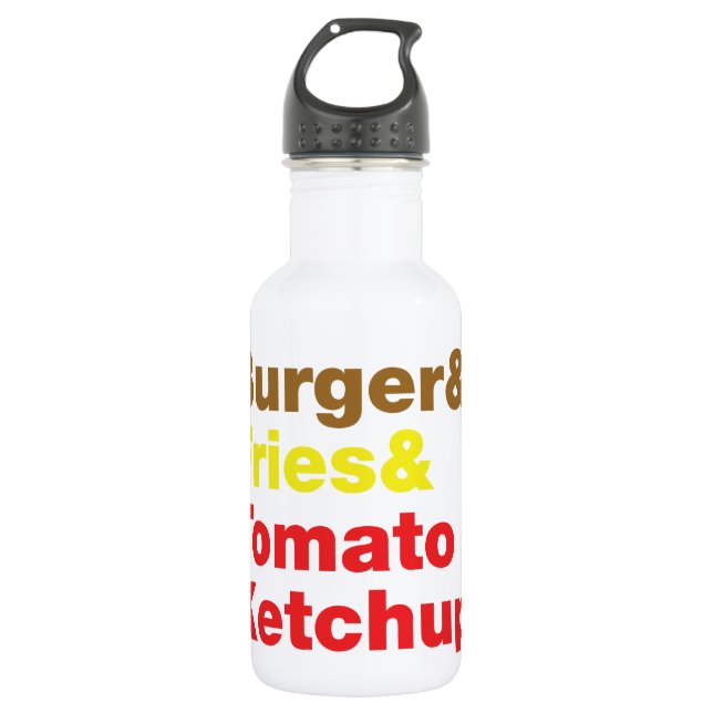 Burger & Fries & Tomato Ketchup. Water Bottle (Front)