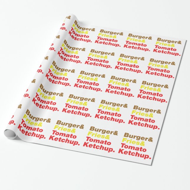 Burger & Fries & Tomato Ketchup. Wrapping Paper (Unrolled)