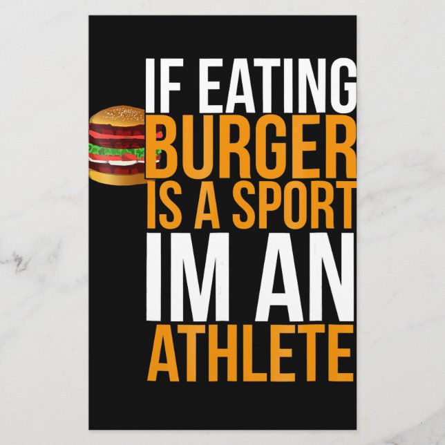 Burger Hamburger BBQ Humor Funny Pun Gift Idea Stationery (Front)