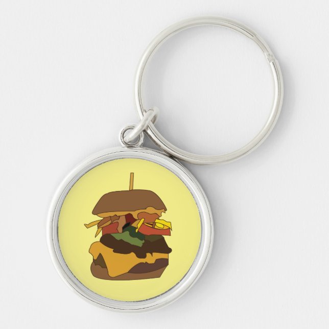Burger Hamburger Burger Love Illustration     Keychain (Front)